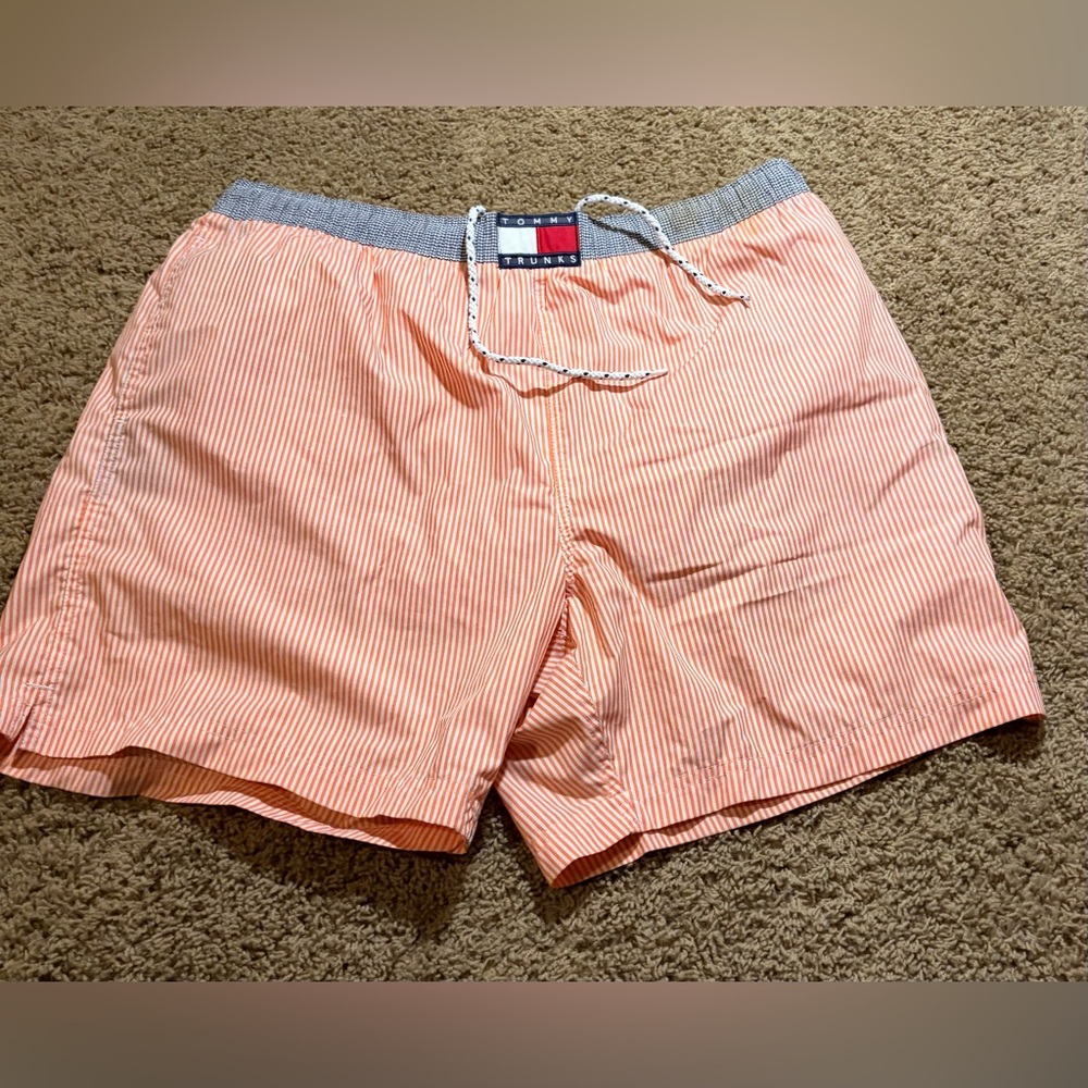 Tommy Hilfiger Men's Striped Peach Swim Trunks